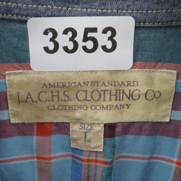 J.A.C.H.S. Clothing Co.* Men's Short Sleeve Snap‎ Down Pocket Plaid Shirt~ Large - Picture 3 of 11